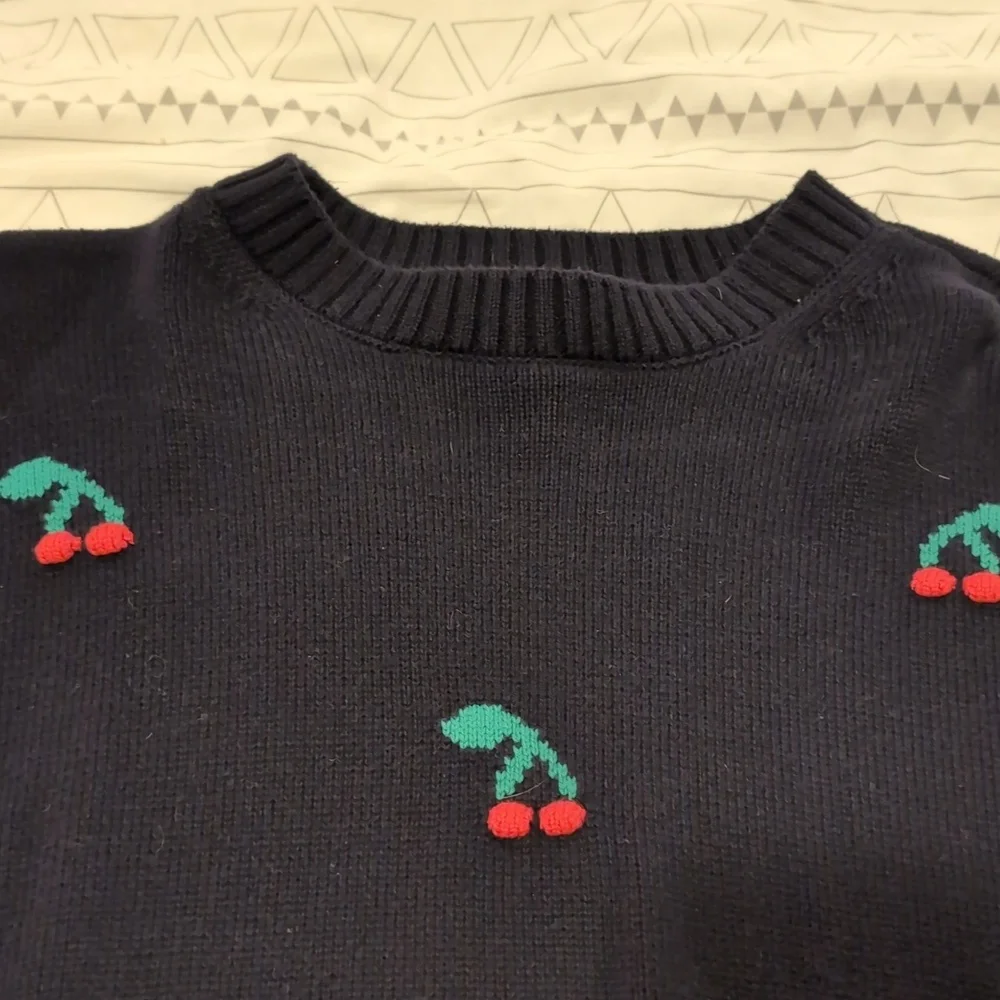 Navy cherry sweater - Picture 3 of 3